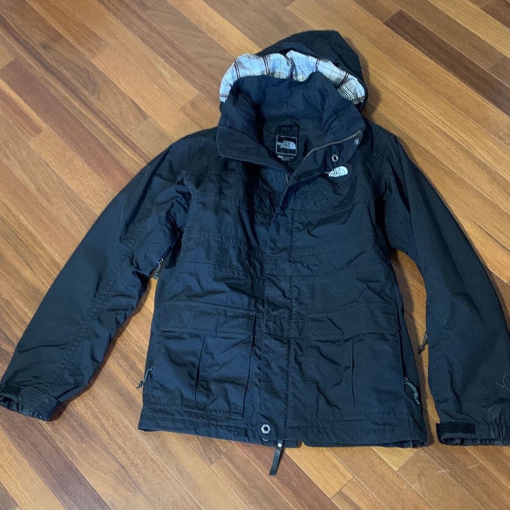 The North Face Women’s Black Jacket with Plaid Hood
